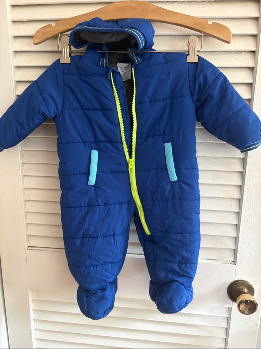 Carters Hooded Puffer One-Piece Snowsuit with Bright Zipper